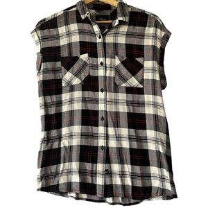 RAILS Shirt Women’s‎ S Small Red Black White Plaid Button Up Short Sleeve Casual